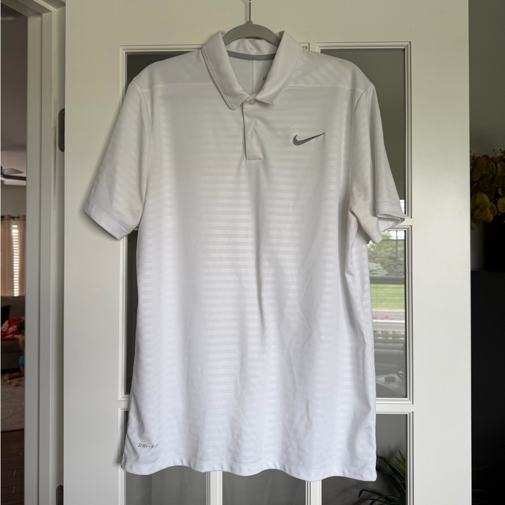 Nike Men’s White Polo with Grey Swoosh